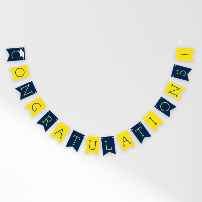 Congratulations Grad Navy Yellow School Colors Bunting Flags (Creator Uploaded)