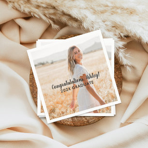 Congratulations Grad Photo Graduation Party Napkin