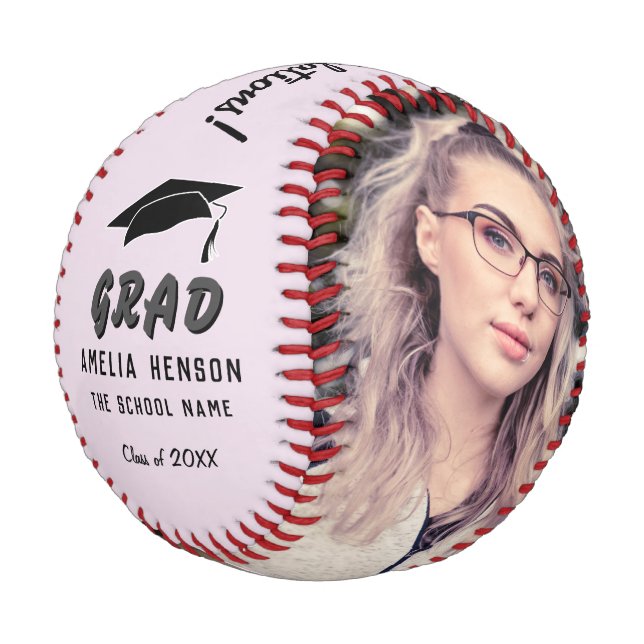Congratulations Grad Pink Graduation 2 Photo  Baseball (Angled)