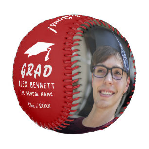 Congratulations Grad Red Graduation Cap 2 Photo Baseball