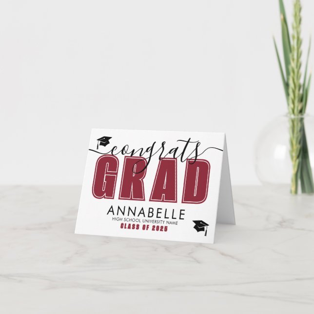 Congratulations Grad Red Graduation Card (Front)