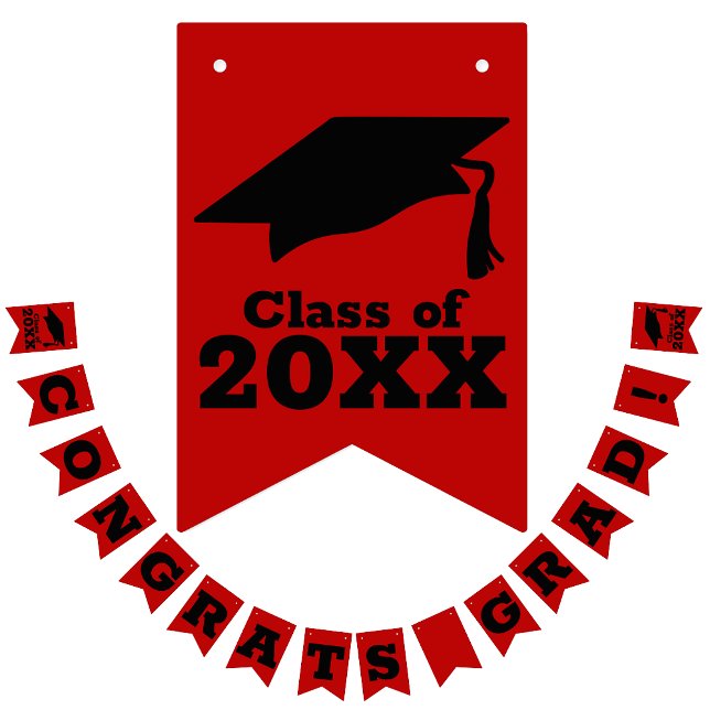 Congratulations Grad Scarlet and Black Bunting Flags (Creator Uploaded)