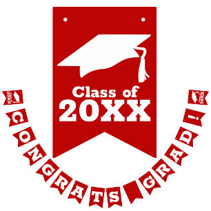 Congratulations Grad Scarlet and White Bunting Flags