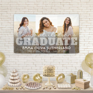 Congratulations Graduate 3 Photo Modern Overlay Banner