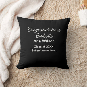 congratulations graduate add name class year schoo throw pillow