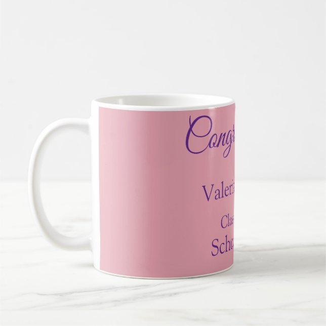 Congratulations graduate add school name simple mo coffee mug (Left)