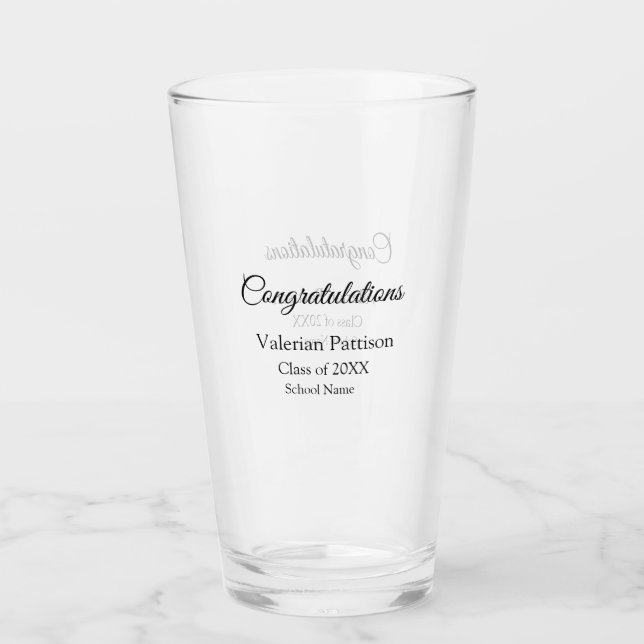 Congratulations graduate add school name simple mo glass (Front)