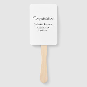 Congratulations graduate add school name simple mo hand fan