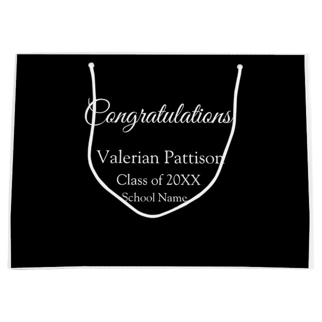 Congratulations graduate add school name simple mo large gift bag (Front)