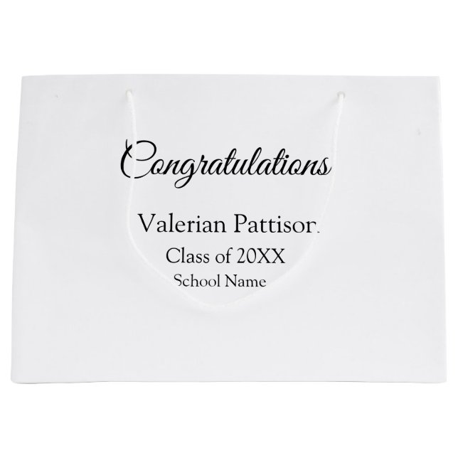 Congratulations graduate add school name simple mo large gift bag (Front)