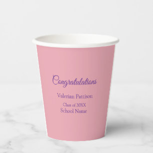 Congratulations graduate add school name simple mo paper cups