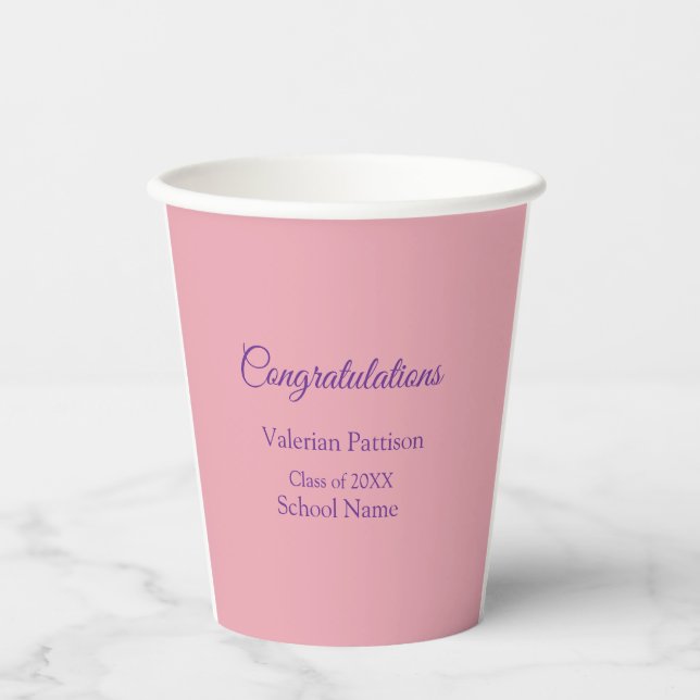 Congratulations graduate add school name simple mo paper cups (Front)