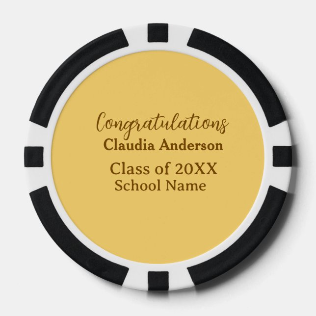 Congratulations graduate add school name simple mo poker chips (Front)