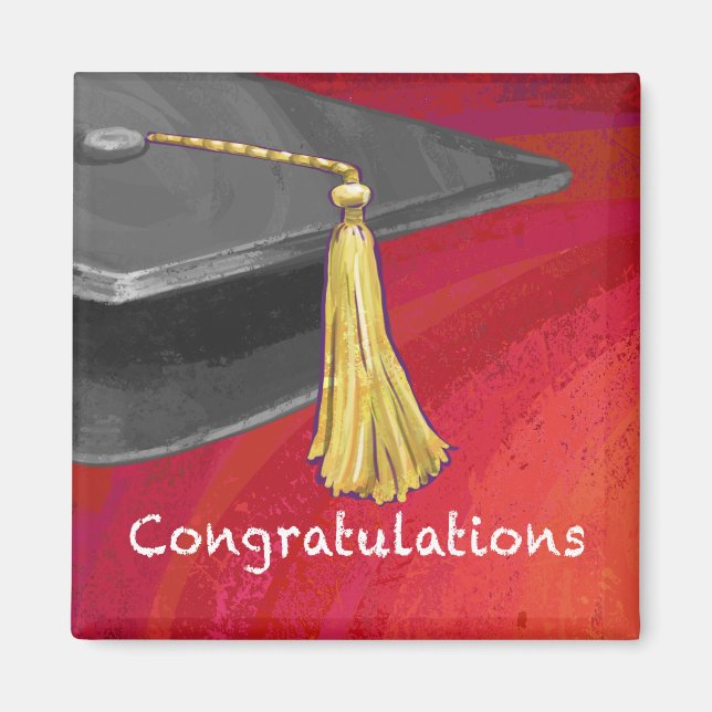 Congratulations Graduate Black and Red Magnet (Front)