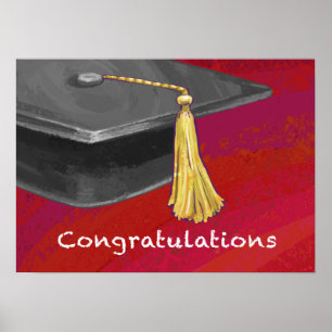 Congratulations Graduate Black and Red Poster