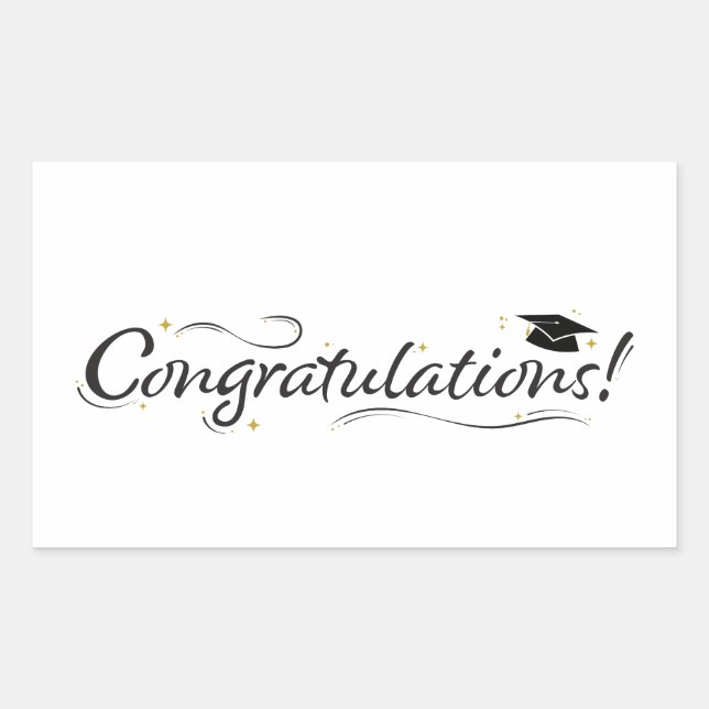 Congratulations Graduate Black & Gold Sticker (Front)