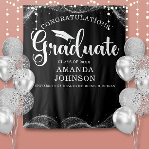 Congratulations Graduate Black White Graduation Tapestry