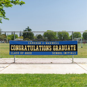 Congratulations Graduate Blue   Black   Gold  Banner