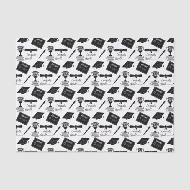 Congratulations Graduate Cap and Diploma Collage Tissue Paper (Front)