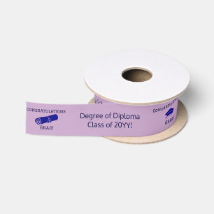 Congratulations Graduate Cap Diploma Lilac Custom Satin Ribbon