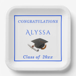 Congratulations Graduate Cap & Diploma  Paper Plate