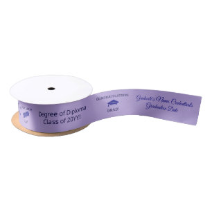 Congratulations Graduate Cap Diploma Purple Custom Satin Ribbon