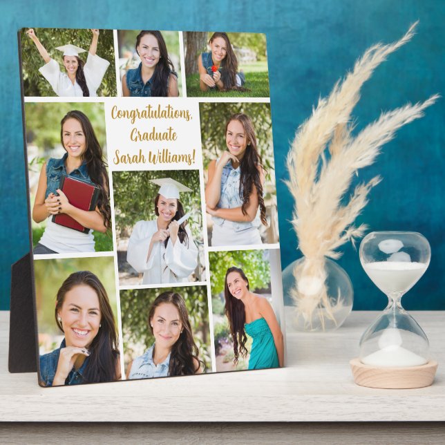 Congratulations Graduate Chic Collage Photo Plaque (Side)