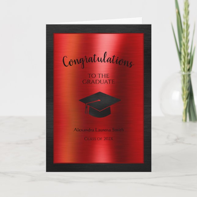 Congratulations Graduate Class of 2024 Red Black Card (Front)