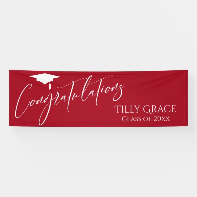 Congratulations Graduate Class of Bright Red Banner (Horizontal)