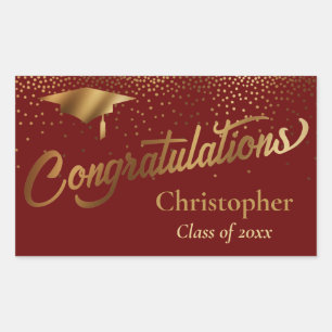 Congratulations Graduate Class of Gold Burgundy Sticker