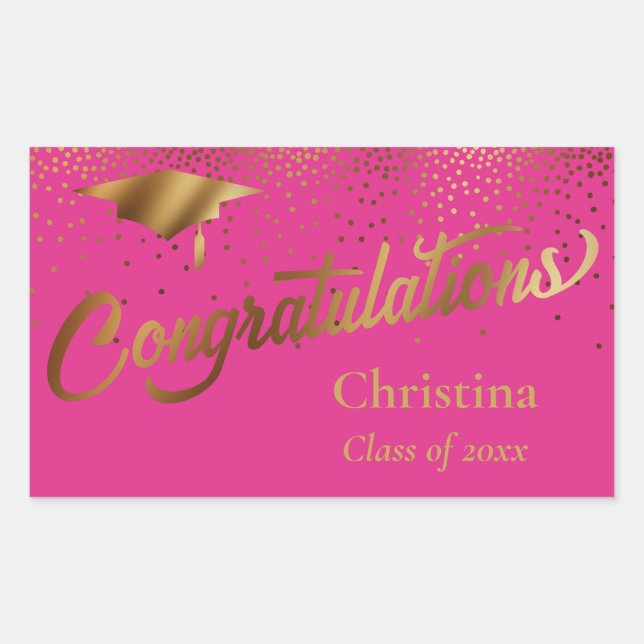Congratulations Graduate Class of Gold on Pink Sticker (Front)
