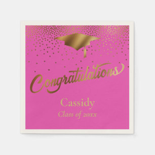 Congratulations Graduate, Class of Gold & Pink Napkin