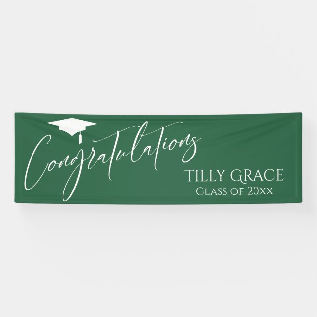 Congratulations Graduate Class of Leaf Green Banner (Horizontal)