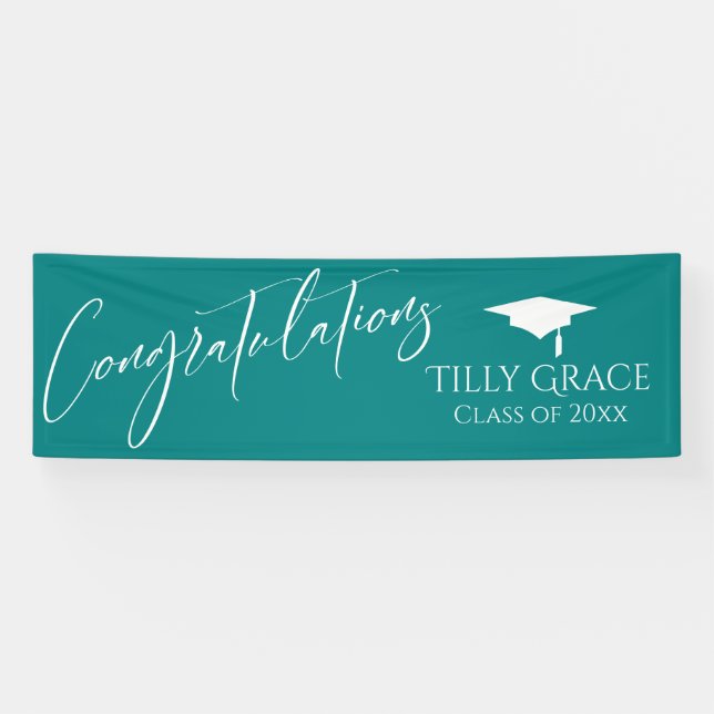 Congratulations Graduate Class of Teal Banner (Horizontal)