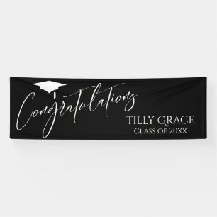 Congratulations Graduate Class of White on Black Banner