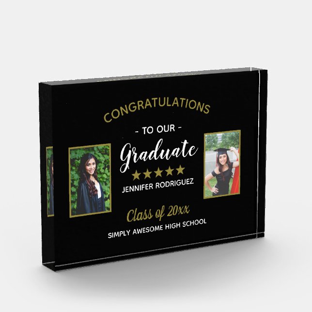 Congratulations Graduate Custom 2 Photo Graduation Block (Left)