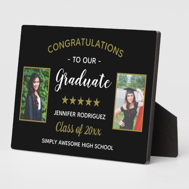 Congratulations Graduate Custom 2 Photo Graduation Plaque (Side)