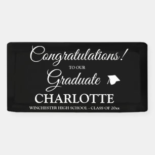 Congratulations graduate custom black white script banner