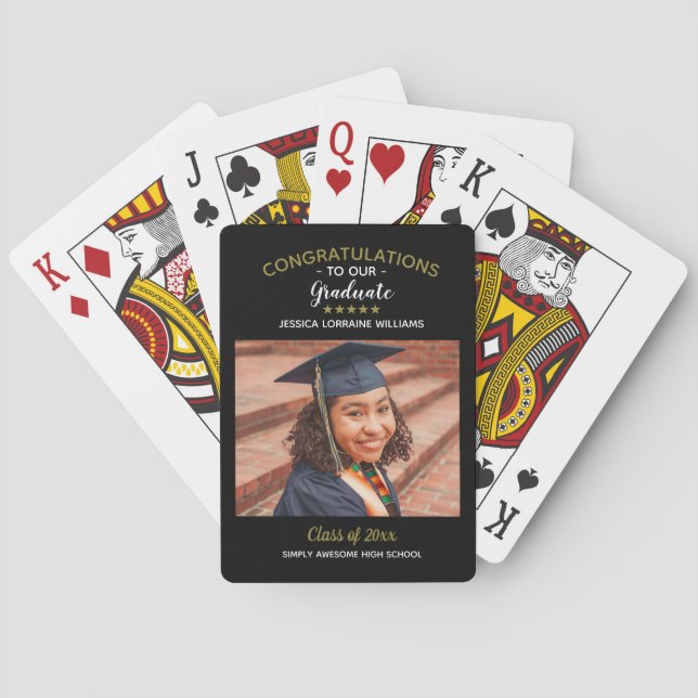 Congratulations Graduate Custom Photo Graduation Playing Cards (Back)