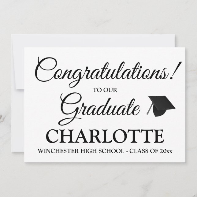 Congratulations graduate custom script graduation announcement (Front)
