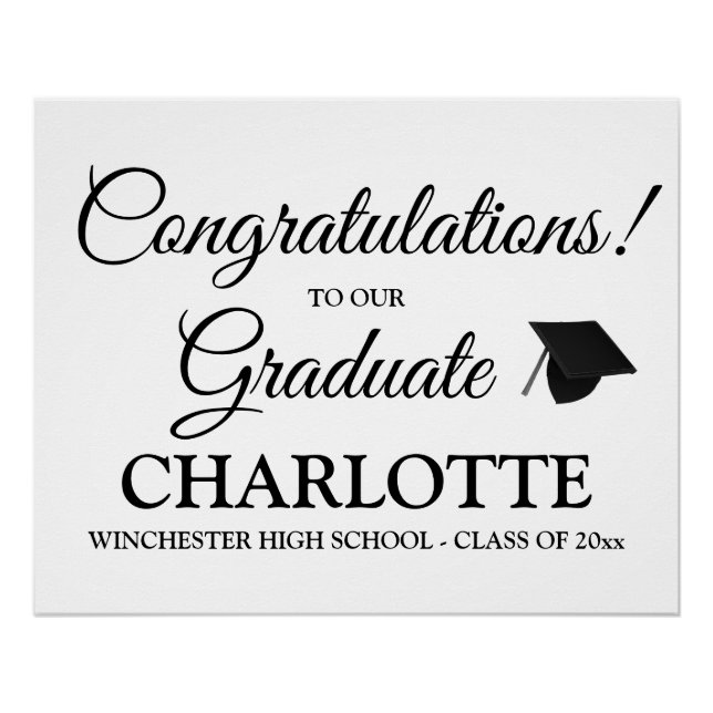 Congratulations graduate custom script graduation  poster (Front)