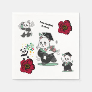 Congratulations Graduate Cute Panda Graduation Pap Napkin