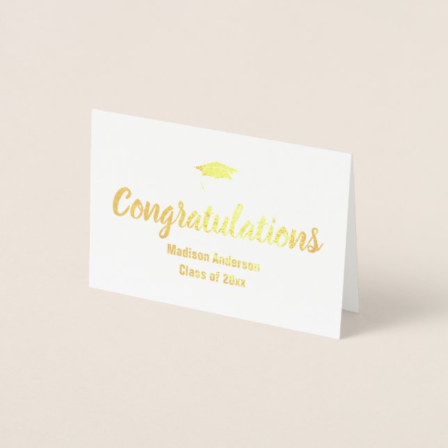 Congratulations Graduate Elegant Gold Foil Script Card (Front)