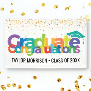 Congratulations Graduate Fun Colourful Gold Banner