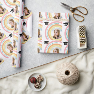 Congratulations Graduate Geometric Photo Pastel Wrapping Paper