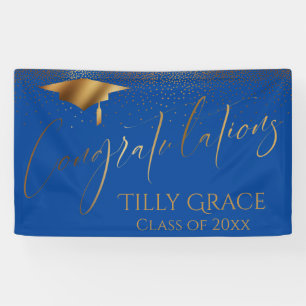 Congratulations Graduate Gold Confetti on Blue Banner
