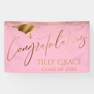 Congratulations Graduate Gold Confetti on Pink Banner