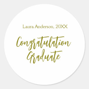 Congratulations graduate golden name class 20XX si Classic Round Sticker
