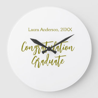 Congratulations graduate golden name class 20XX si Large Clock