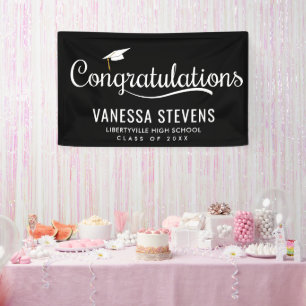Congratulations Graduate Graduation Black Modern  Banner